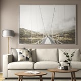 BJÖRKSTA Picture with frame, other side of the bridge/aluminium-colour, 200x140 cm