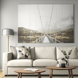 BJÖRKSTA Picture with frame, other side of the bridge/aluminium-colour, 200x140 cm