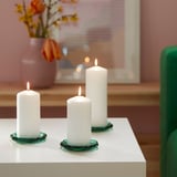 BLADFÅGEL Candle dish, green, 11 cm