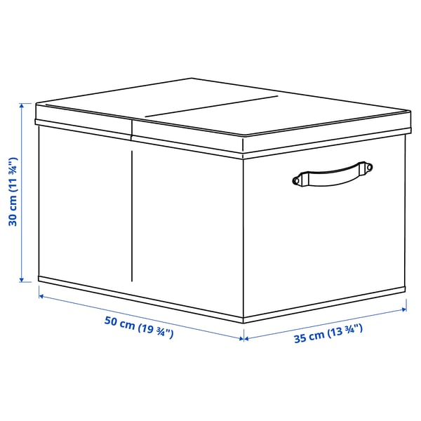 BLÄDDRARE Box with lid, grey/patterned, 35x50x30 cm