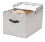BLÄDDRARE Box with lid, grey/patterned, 35x50x30 cm