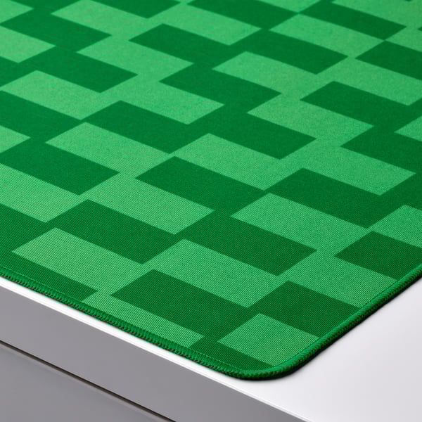 BLÅSKATA Gaming mouse pad, green/patterned, 40x80 cm
