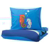 BLÅVINGAD Duvet cover and pillowcase, ocean animals pattern/multicolour, 150x200/50x80 cm