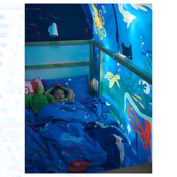 BLÅVINGAD Duvet cover and pillowcase, ocean animals pattern/multicolour, 150x200/50x80 cm