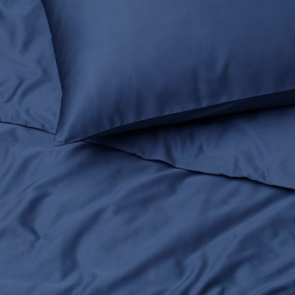 BLODNÄVA Duvet cover and 2 pillowcases, dark blue, 240x220/50x80 cm