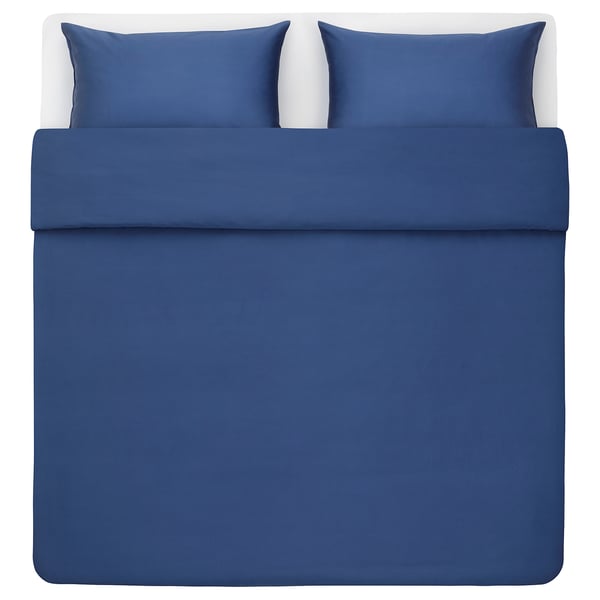 BLODNÄVA Duvet cover and 2 pillowcases, dark blue, 240x220/50x80 cm