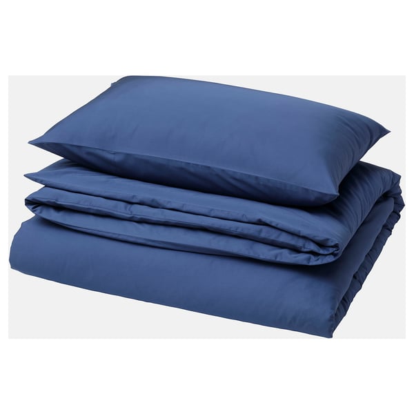 BLODNÄVA Duvet cover and pillowcase, dark blue, 150x200/50x80 cm