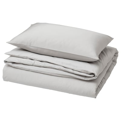 BLODNÄVA Duvet cover and pillowcase, grey, 150x200/50x80 cm