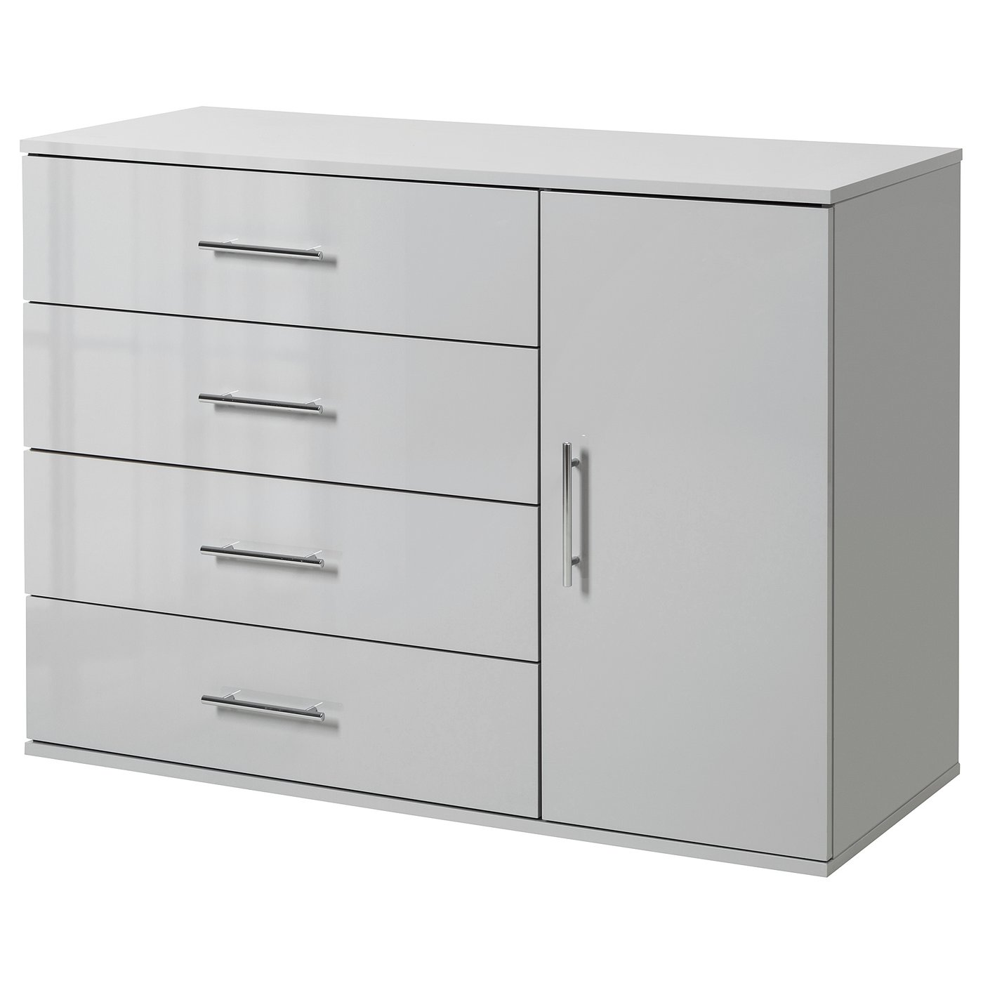 Borkenes Chest Of 4 Drawers 1 Door High Gloss Grey Ikea