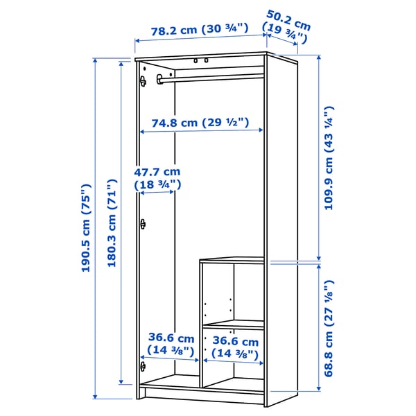 BRIMNES Bedroom furniture, set of 3, white, 140x200 cm