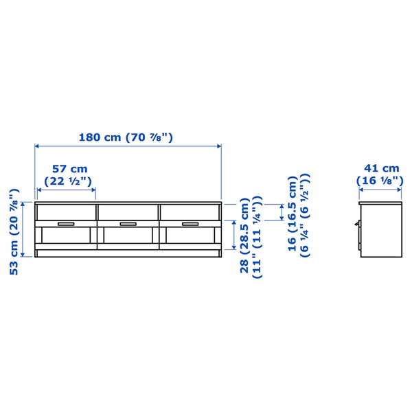 BRIMNES / BURHULT TV storage combination, white, 338x41x190 cm