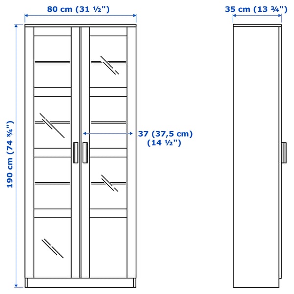 BRIMNES TV storage combination/glass doors, white, 340x41x190 cm