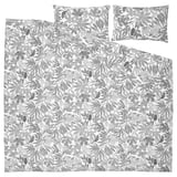 BROKDRACENA Duvet cover and 2 pillowcases, white/black, 240x220/50x80 cm