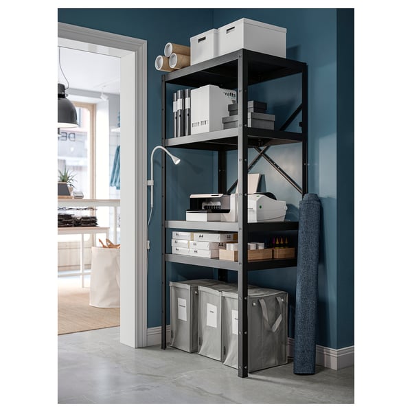 BROR Shelving unit, black, 85x55x190 cm