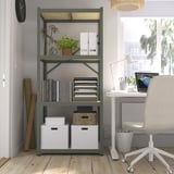 BROR Shelving unit, grey-green/pine plywood, 85x55x190 cm