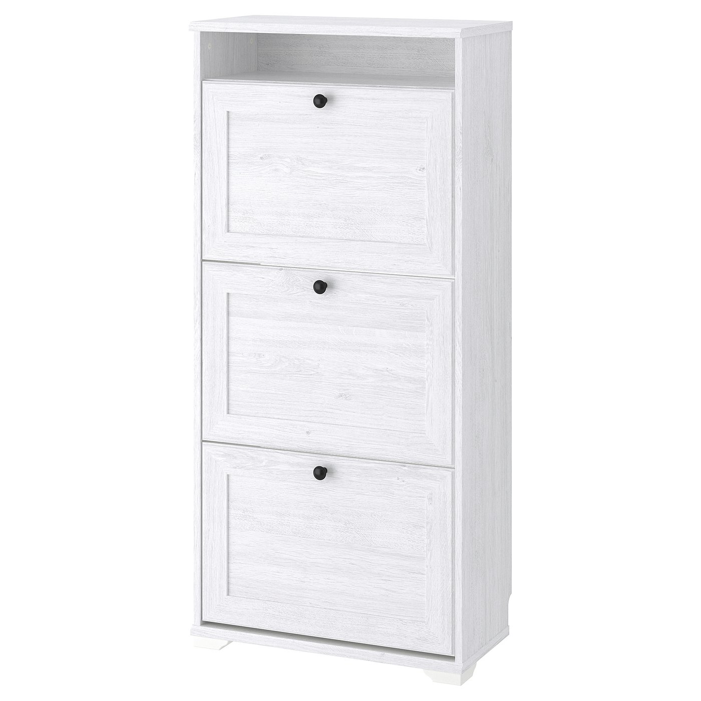 Brusali Shoe Cabinet With 3 Compartments White Ikea