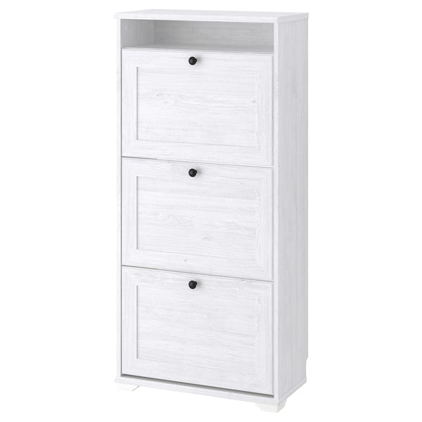 Brusali Shoe Cabinet With 3 Compartments White Ikea