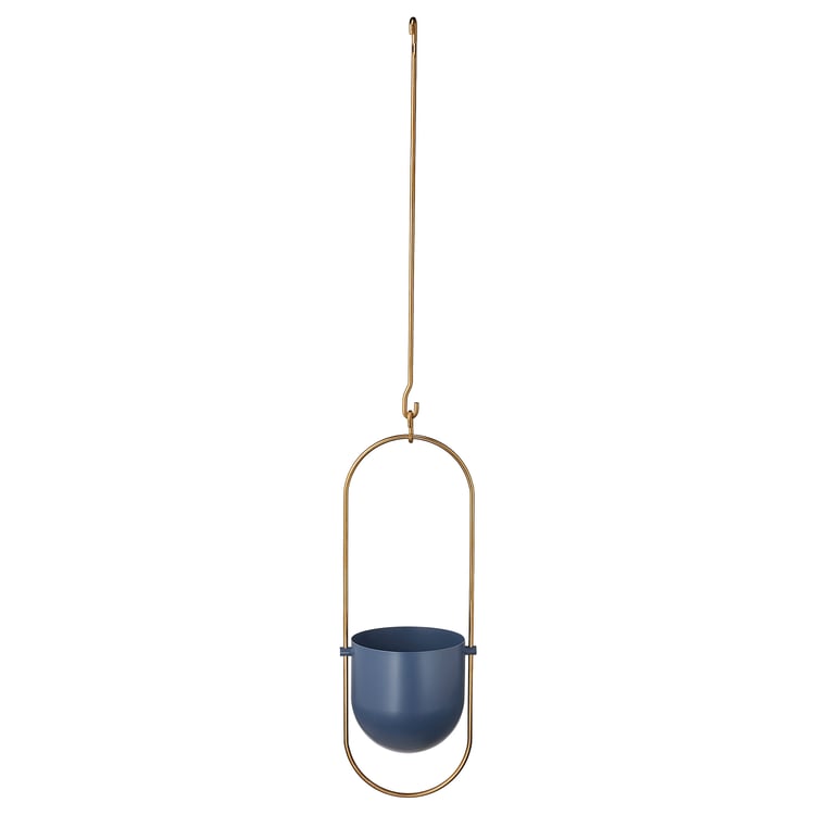 CHILISTRÅN Hanging planter, in/outdoor dark blue/goldcolour, 12 cm IKEA