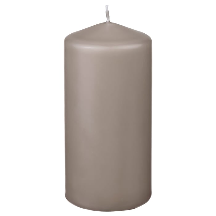 DAGLIGEN unscented pillar candle, dark greybeige, 14 cm IKEA