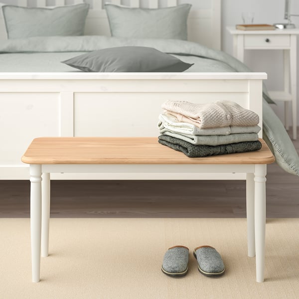 DANDERYD Bench, oak veneer/white, 90x35 cm