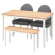 DANDERYD / DANDERYD Table with 2 chairs and bench, oak veneer white/Vissle grey, 130x80 cm