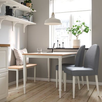 DANDERYD / DANDERYD Table with 2 chairs and bench, oak veneer white/Vissle grey, 130x80 cm