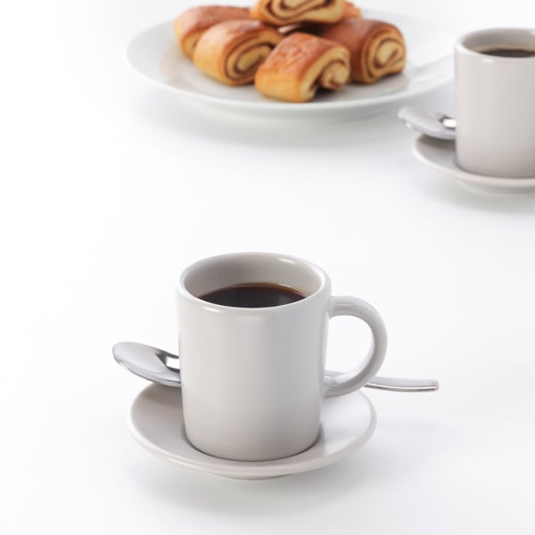DINERA Espresso cup and saucer, beige, 9 cl