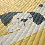 DRÖMSLOTT Quilted blanket, puppy pattern dot pattern/yellow white, 105 cm