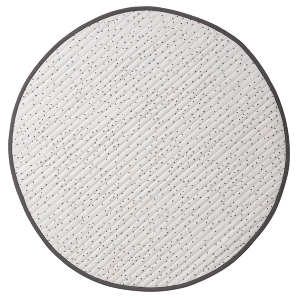DRÖMSLOTT Quilted blanket, puppy pattern dot pattern/yellow white, 105 cm