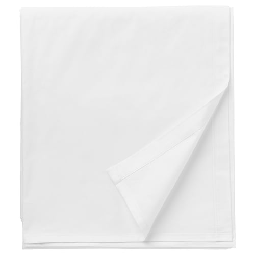 Pristine white DVALA cotton sheet set, square folded, smooth texture.