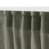 DYTÅG Curtains, 1 pair, grey-green/with heading tape, 145x300 cm