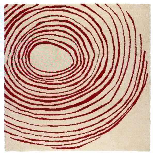 Eivor Cirkel Rug High Pile White Red Ikea