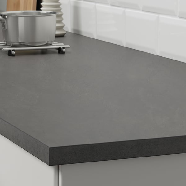 EKBACKEN Worktop, concrete effect/laminate, 186x2.8 cm