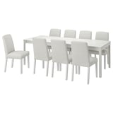 EKEDALEN / BERGMUND Table and 8 chairs, white white/Orrsta light grey, 180/240 cm