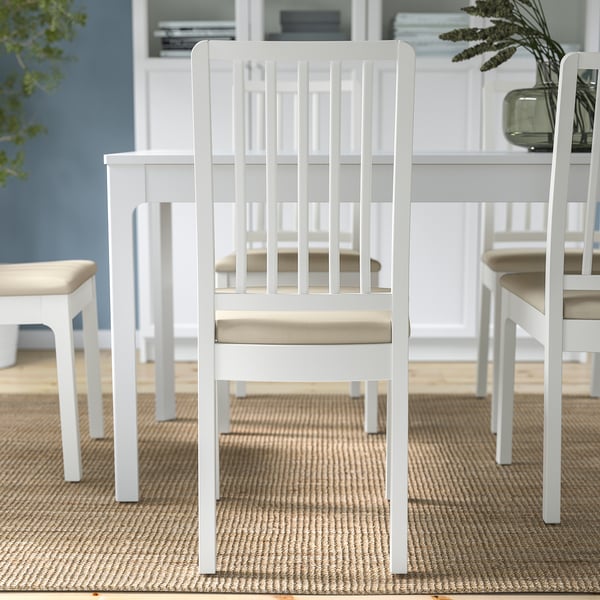 EKEDALEN Chair, white/Hakebo beige
