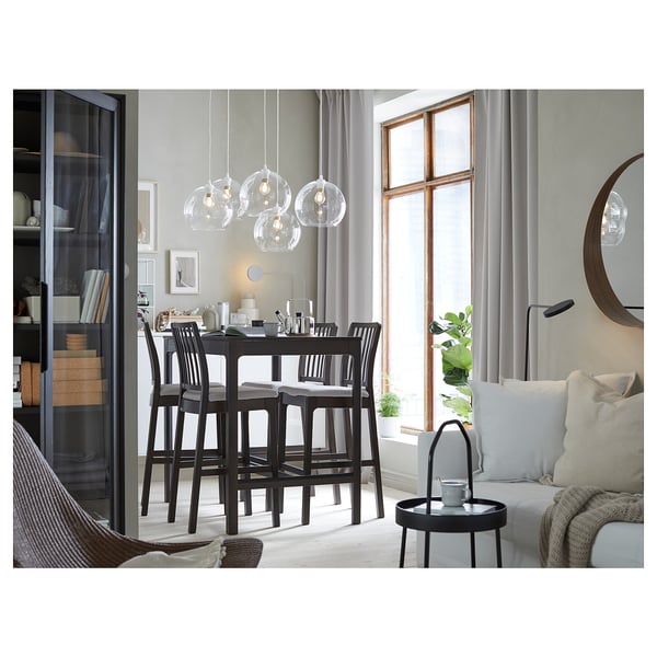 EKEDALEN / EKEDALEN Bar table and 4 bar stools, dark brown/Orrsta light grey, 120 cm