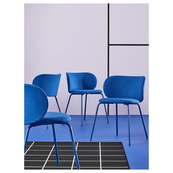 EKEDALEN / KRYLBO Table and 4 chairs, oak/Tonerud blue, 120/180 cm