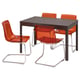 EKEDALEN / TOBIAS Table and 4 chairs, dark brown/brown-red chrome-plated, 120/180x80 cm
