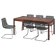 EKEDALEN / TOBIAS Table and 6 chairs, brown/grey, 180/240 cm