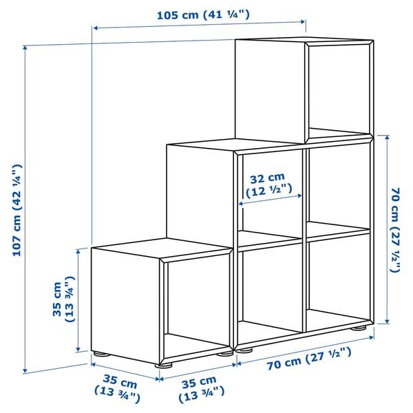 EKET Cabinet combination with feet, walnut effect, 105x35x107 cm