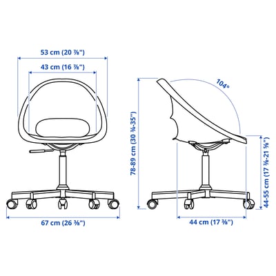 ELDBERGET black office chair, sleek design, adjustable height, casters, recycled materials.