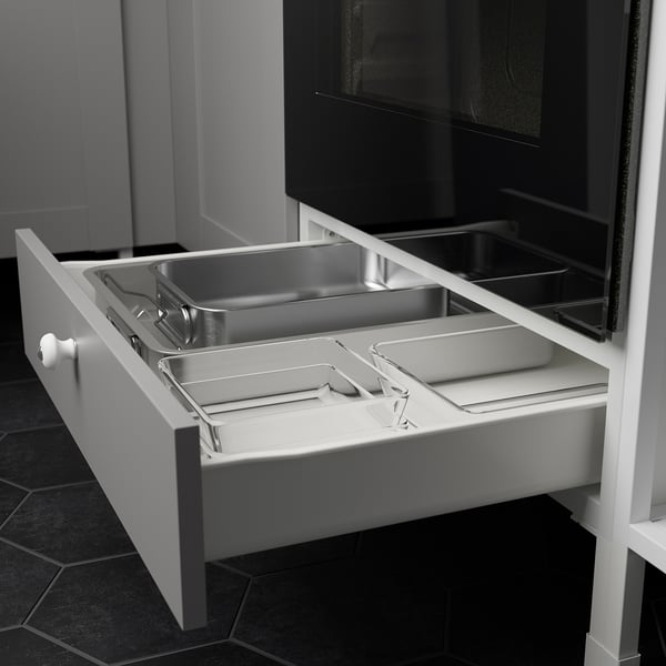 ENHET Base cabinet for oven with drawer, white/grey frame, 60x62x75 cm