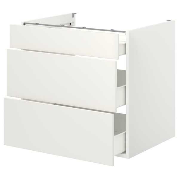ENHET Base cb w 3 drawers, white, 80x62x75 cm