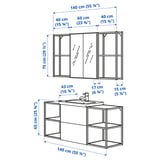 ENHET Bathroom, anthracite/grey frame, 140x43x65 cm