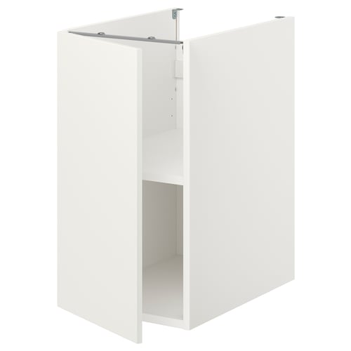 White ENHET base cabinet with single shelf. Modern, minimalist design, suitable for kitchen storage.
