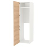 ENHET High cab for fridge/freezer w doors, white/oak effect, 60x62x210 cm