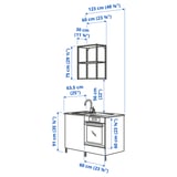 ENHET Kitchen, white, 123x63.5x222 cm