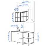 ENHET Kitchen, white, 183x63.5x222 cm