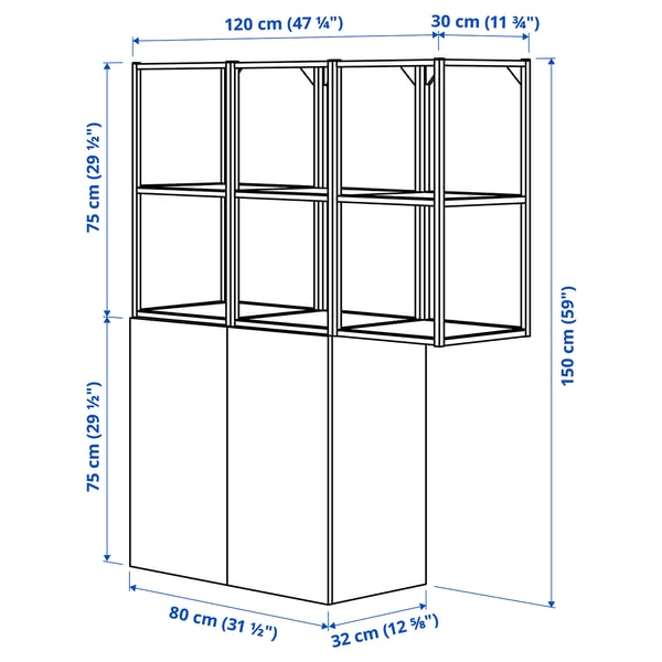 ENHET Storage combination, anthracite/white, 120x32x150 cm