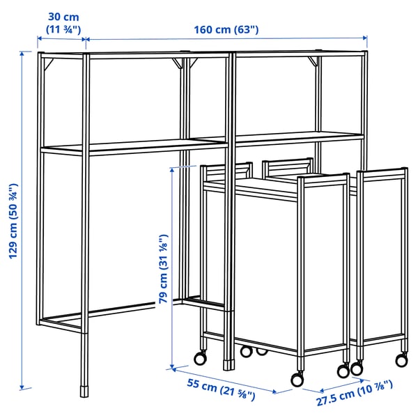 ENHET Storage combination, anthracite, 160x30x129 cm
